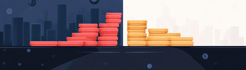 Poster - the image depicts two contrasting bar graphs in red and orange, representing data visualization agai