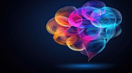 Poster - Speech bubbles intertwining into a glowing spiral of linguistic diversity
