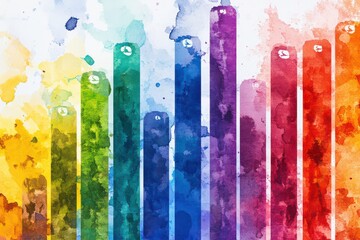 Poster - a colorful watercolor bar graph representing data visualization and statistical analysis.