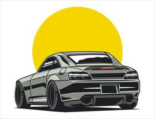 Wall Mural - 90s car illustration for sticker vector graphic