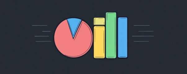 Poster - a colorful graphic featuring a pie chart and bar graphs illustrating data visualization concepts.