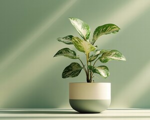 Canvas Print - A potted plant in soft sunlight. AI.