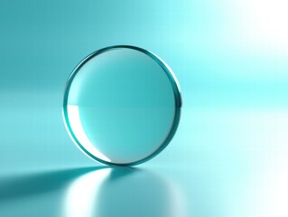Poster - A translucent sphere on a light blue background. AI.