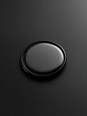 Poster - Sleek black disc on a dark surface. AI.