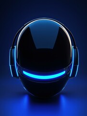 Poster - Futuristic helmet with glowing blue accents. AI.