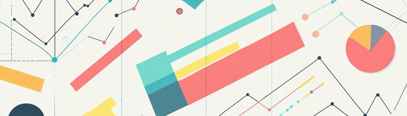 Poster - a vibrant abstract design featuring geometric shapes and lines, representing data visualization and 