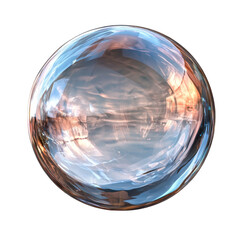 Poster - A digitally created image shows a transparent sphere reflecting a cloudy sunset or sunrise.