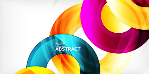 Poster - Bright colorful circles with light effects. Abstract background