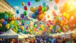 © Jane Studio - Joyful Celebration A Street Fair Filled with Colorful Balloons and Festive Atmosphere