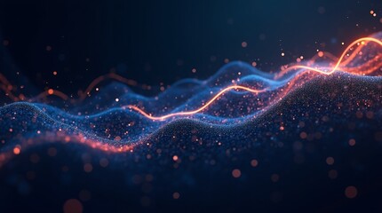 Wall Mural - abstract representation featuring dynamic waves and flowing patterns in vibrant blues and subtle ora