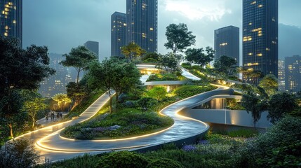 Poster - A city planner designing sustainable strategies for eco-friendly urban development, emphasizing green architecture, environmental conservation, and modern urban design