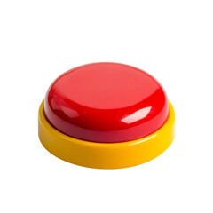 Aufkleber - The image shows a red and yellow push button against a black background.