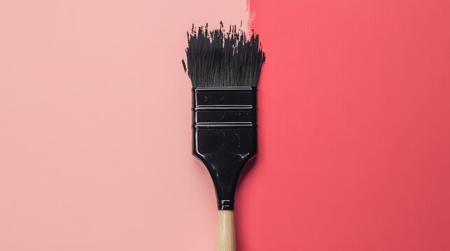 A paintbrush moving from black to rose, symbolizing the process of change, positivity, and creative reinvention