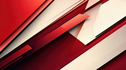 Poster - Abstract Red and Cream Geometric Layers with Sharp Angles and Edges