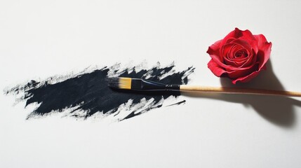 Poster - A simple yet powerful image of a paintbrush changing black to rose, illustrating the concept of personal transformation and artistic expression