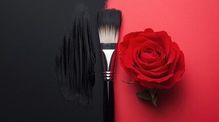 Poster - A simple yet powerful image of a paintbrush changing black to rose, illustrating the concept of personal transformation and artistic expression