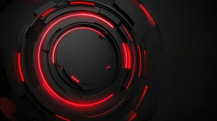 Poster - Abstract Dark Background with Circular Red Light Patterns