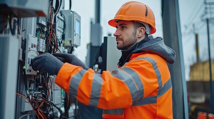 Poster - A technician diagnosing issues in a telecommunications network using advanced equipment, focusing on troubleshooting signal loss and restoring connectivity