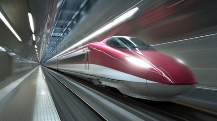 Poster - A train blurring through a tunnel in Tokyo, symbolizing the fast pace and cutting-edge infrastructure of urban transportation systems