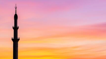 Wall Mural - Silhouette of Minaret at Sunset