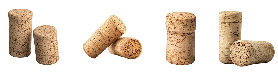 Poster - A close-up shot showcasing several wine corks in various positions against a black background.