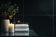 © chopacookie - Spa-like bathroom setting with candle and towels
