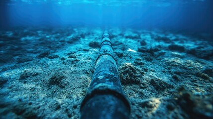 Poster - Fiber optic cables lying on the ocean floor, forming the backbone of global communication networks and symbolizing the far-reaching power of modern technology