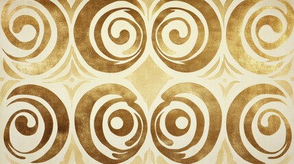 Poster - Ornate Art Deco pattern in gold with elegant swirls and geometric symmetry, evoking a sense of vintage sophistication and luxurious design