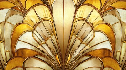 Poster - Ornate Art Deco pattern in gold with elegant swirls and geometric symmetry, evoking a sense of vintage sophistication and luxurious design