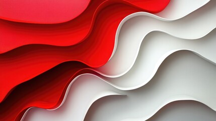 Poster - Abstract Wavy Texture in Bold Red and White Colors for Design