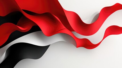 Poster - Abstract Wavy Fabric Design in Red, Black and White Colors