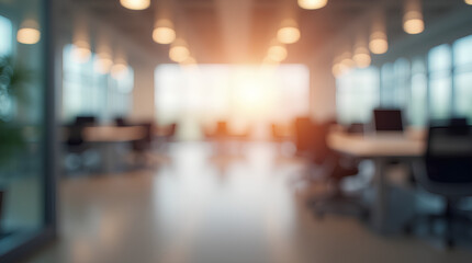 Wall Mural - blurred empty open space office. abstract light bokeh at office interior background for design.