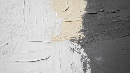 Poster - Abstract paint strokes on a gray canvas with monochromatic shades and textures.