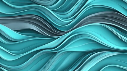Poster - A seamless wave-like pattern in shades of teal and gray, adding motion and depth.