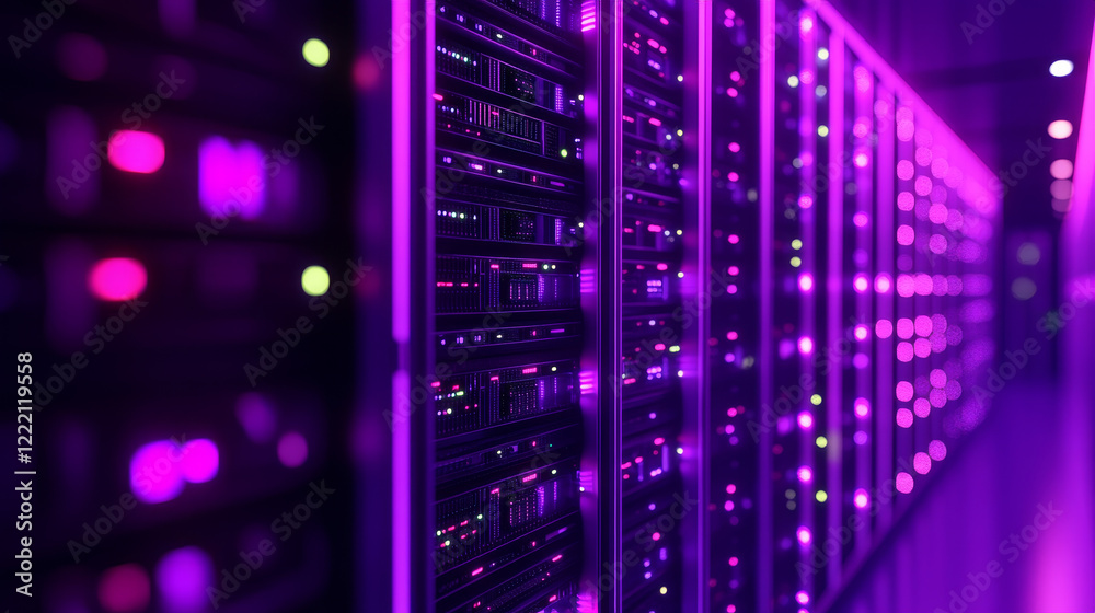 Isometric data center, server room equipment, hardware racks or web ...