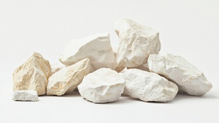 Poster - A Group of Varied White Rocks Displayed on a Neutral Background for Natural and Organic Textures in Design, Art, and Conceptual Uses