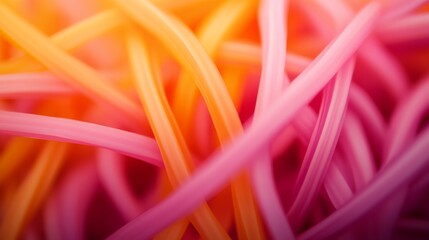 Fototapete - A close-up view showcases vibrant lines in various colors converging and intertwining against a dark backdrop, suggesting movement and abstract energy
