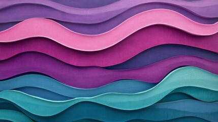 Poster - Colorful hills undulate in rich shades of purple and green, showcasing a mesmerizing landscape that blends artistic flair with natural elegance in a serene and imaginative setting
