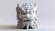 © Worapong - Intricately Carved White Stone Lion Head Sculpture Decorative Art