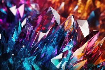 Poster - Abstract background featuring vibrant crystals that shimmer with various colors, creating a sparkly effect that suggests a magical atmosphere and attracts attention in any artistic setting