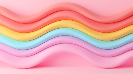 Poster - colorful wave pattern on soft pink background for creative design, abstract art, and vibrant aesthet