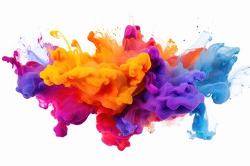 Poster - Vibrant blasts of color disperse on a white background, creating an explosion of hues that captures the sense of creativity and artistic expression in a lively environment