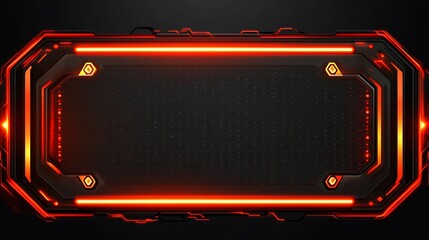 Wall Mural - Abstract Futuristic Orange and Black Tech Frame