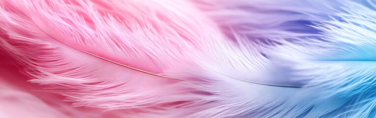 Poster - Colorful Blue and Pink Feathers Close-Up