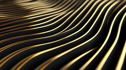 Poster - Elegant Gold Wavy Lines on a Dark Background for Artistic and Modern Design Concepts