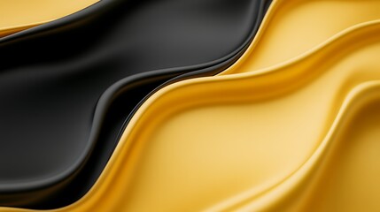 Poster - elegant wave patterns in black and yellow fabric with smooth texture for background or design use