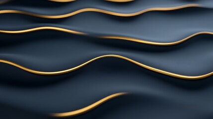 Poster - elegant wavy lines on dark background with subtle gold accents and textured surface for modern desig