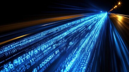 Poster - Digital Highway: Data Stream at Night