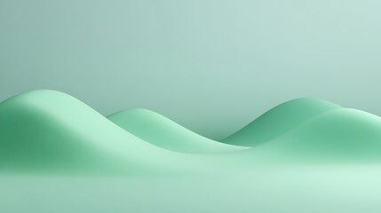 Wall Mural - Serene Abstract Landscape with Gentle Curves and Soft Mint Green Tones for Tranquil Backgrounds