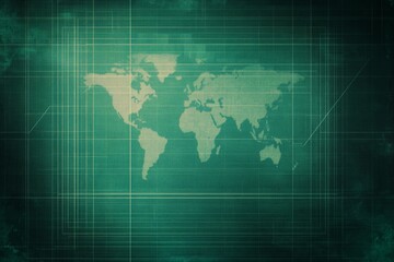 Poster - Global Network Connection: World Map on a Digital Grid